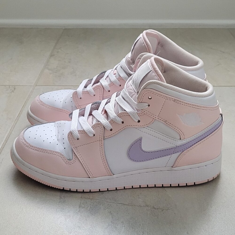 Nike Air Jordan 1 Mid GS Pink Wash Violet Frost Size 7Y/8.5W - Picture 4 of 12